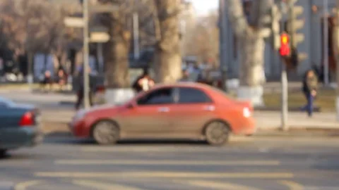 Time Lapse. A bunch of people out of focus traversed the road in front of the 스톡 동영상 80576971