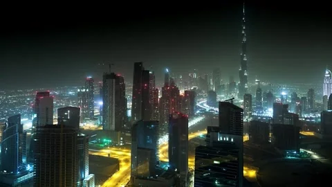 Time-Lapse of Burj Khalifa and Dubai Skyline at Night Vídeo Stock 332742308