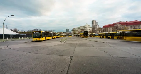 Time lapse of Bus hub, public transport in Berlin Germany Stock Footage 145141723