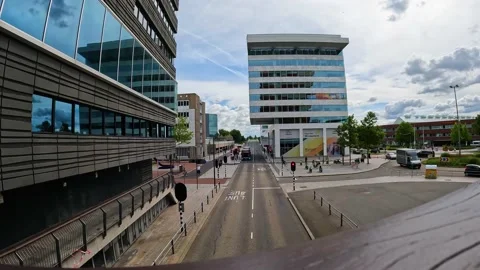 Time lapse bus transportation riding by, in Almere city the Netherlands Video stock 201437421