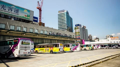 Time Lapse - Buses arriving and departing the station Stock Footage 51388861