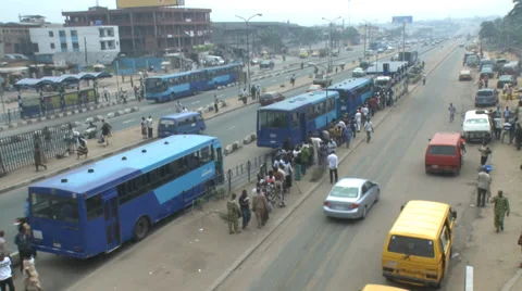 Time lapse, buses, queues, dust storm blows in Stock Footage 38475909