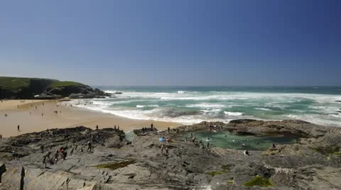 Time lapse of busy beach 스톡 동영상 21034777