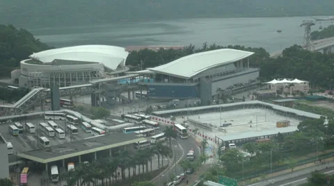 Time lapse busy bus terminal on Lantau Island Stock Footage 39433452
