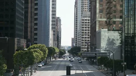 Time Lapse of Busy City Street in Downtown Los Angeles. Daytime Stock Footage