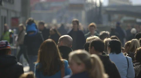 Time Lapse of busy crowds walking - sunny day Stock Footage