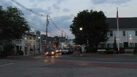 A time-lapse of a busy downtown in a small New England town. Stock Footage 147946245