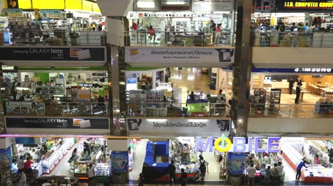 Time Lapse of Busy Electronics Mall in Bangkok Thailand Stock Footage 56133347