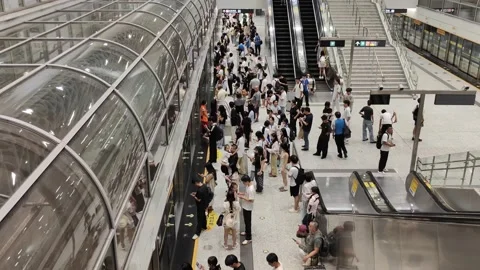 Time-lapse of Busy Gangxia North Station, Shenzhen Metro, China Stock-Footage 344128531
