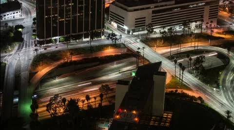 Time Lapse of Busy Interchange from Above - 4K - 4096x2304 Stock Footage 22323844