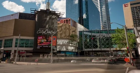 Time lapse of busy intersection at City Centre in Downtown Edmonton, Alberta Stock Footage 64403192