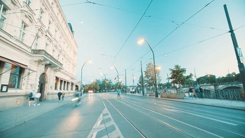 Time lapse of a busy intersection with metro train and cars Stock Footage 76534823
