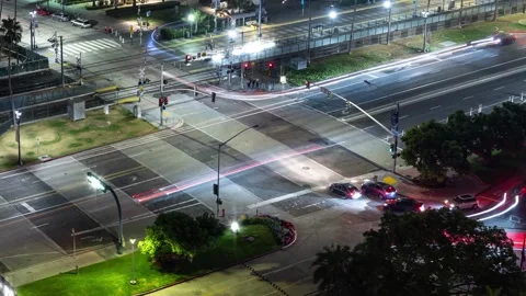 Time lapse of a busy intersection in San Diego at night Vidéo 247795989