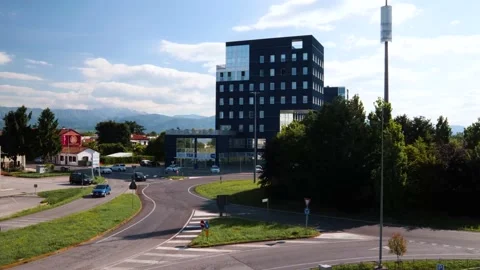 Time-Lapse Of A Busy Intersection in a Working Day, Italy Stock Footage 130866191