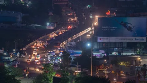 Time Lapse of Busy Night Traffic on a Busy Street of City, Maharashtra, India Stock Footage 162307721