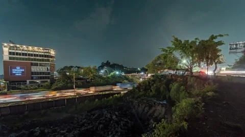 Time Lapse of Busy Night Traffic on Mumbai Pune National Highway, India Stock Footage 162456810