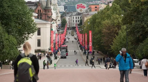 Time Lapse of Busy Oslo Street - Oslo Norway Europe Video stock 59000655