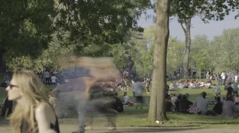TIme Lapse of busy park on summer's day pan Stock Footage 50829948