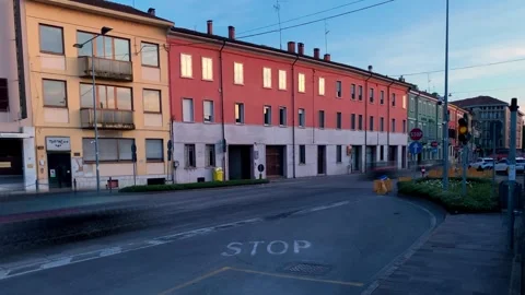Time lapse of a busy road in front of a bus station in italy Stock Footage 240461555