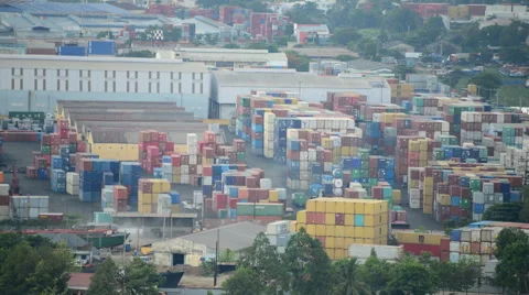 Time Lapse of Busy Shipping Container Port in Southern Vietnam Video stock 45749595