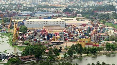 Time Lapse of Busy Shipping Container Port in Ho Chi Minh City (Saigon) 45869235