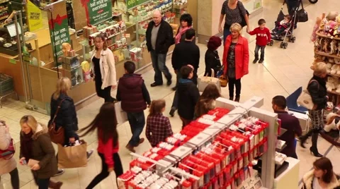 Time lapse busy shopping mall during christmas sales Stock Footage 44642015