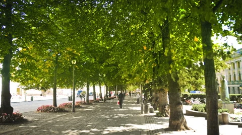 Time lapse of busy square in front of Grand Hotel Stock Footage 52264243