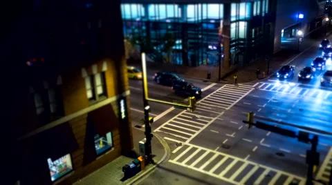 Time lapse busy street intersection night Stock Footage 46515829
