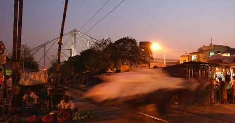 Time lapse of busy streets in Calcutta, India. Stock Footage 73000794