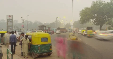 Time Lapse of Busy Streets in New Delhi, India Stock Footage 72995392