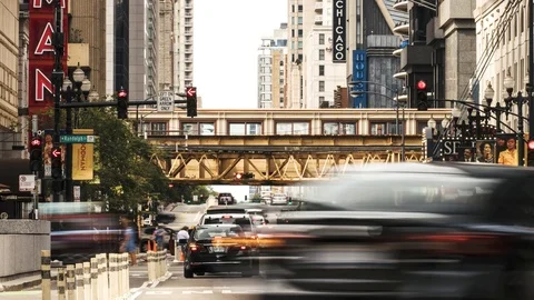 Time Lapse of Busy Streets / Traffic on N Dearborn St. Chicago 4K with LUT Vidéo 80297350