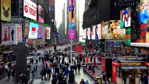 Time Lapse - Busy Time Square Daytime - Midtown Manhattan Stock Footage 108972689