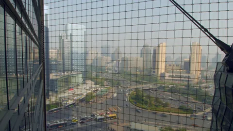 Time Lapse Of Busy Traffic And Modern Buildings In Beijing City , China. Stock Footage 140480225