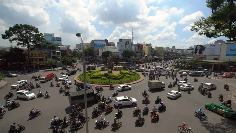 Time Lapse - Busy Traffic Circle in Ho Chi Minh City Vietnam Stock Footage 87181857