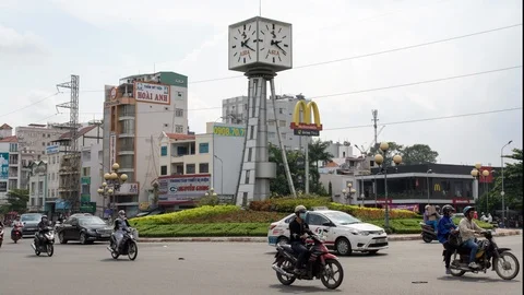 Time Lapse of Busy Traffic Circle in Ho Chi Minh City - Vietnam Stock Footage 87275113