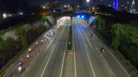 Time lapse busy traffic in Thu Thiem tunnel exit Stock Footage 158428302