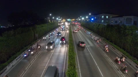 Time lapse busy traffic in Thu Thiem tunnel exit Stock Footage 158428490