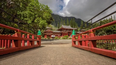 Time lapse at Byodo-In temple. Oahu, Hawaii Video stock 70819792