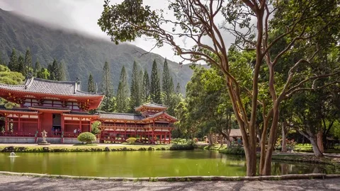 Time lapse at Byodo-In temple. Oahu, Hawaii Video stock 70819878