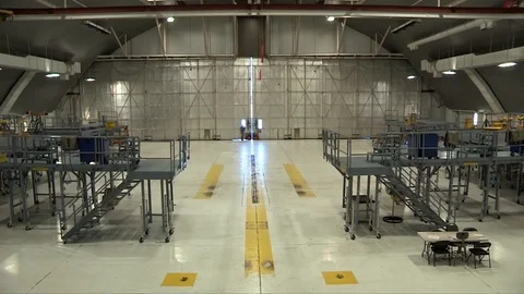 Time-lapse of C-130 Hercules aircraft enters the hanger - 2017 Stock Footage 88050211