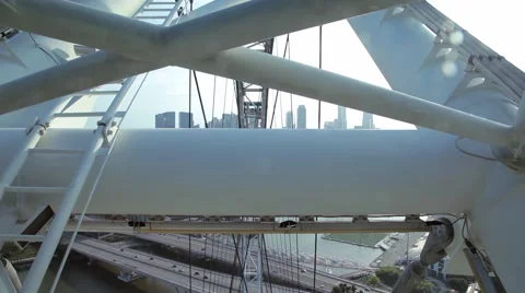 Time lapse from the cabin of the Singapore flyer Ferris wheel in Singapore. Stock Footage