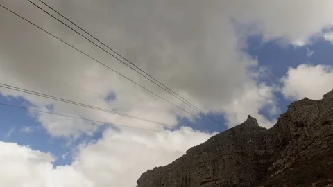 Time Lapse of Cable Car Up Table Mountain / Clouds in Cape Town, South Africa 動画素材 70618336