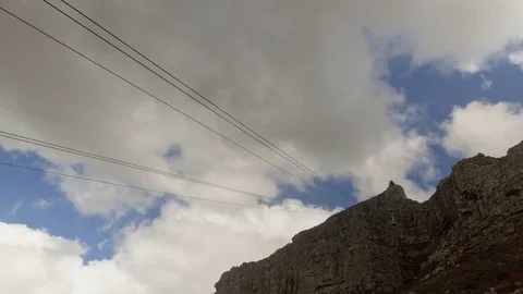Time Lapse of Cable Car Up Table Mountain / Clouds in Cape Town, South Africa 動画素材 70886887
