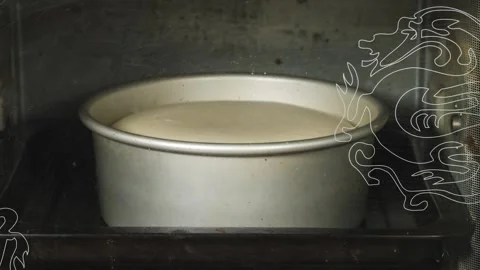Time lapse of cake rising and baking inside an oven moody still life 4k b-roll Stock Footage 340775429