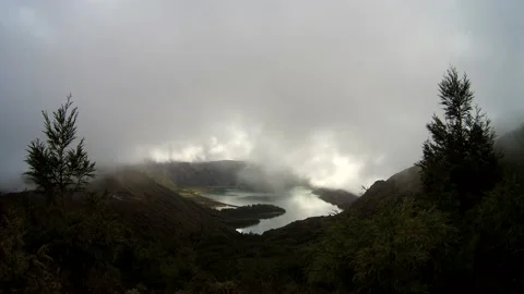Time lapse of the caldera of Lagoa do Fogo, at São Miguel Island (Azores). Stock Footage 150428176
