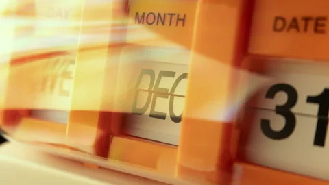 Time lapse of calendar clock in 1 year in futuristic lighting Video stock 246181128