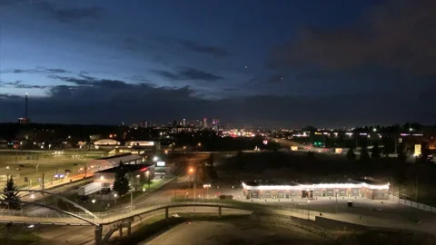 Time-lapse of Calgary, Alberta, Canada skyline shot at dusk Vidéo 194592554