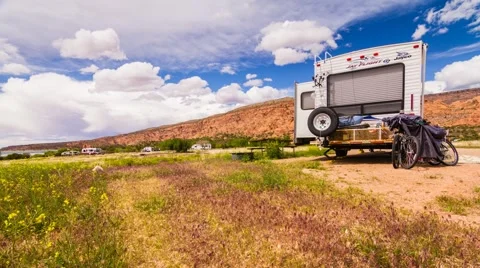 Time Lapse Campground Day Time with Clounds Stock Footage 63171104