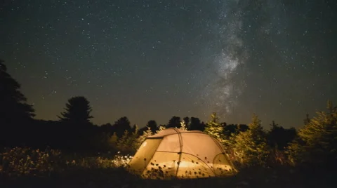 Time lapse of camping under milky way Stock Footage 67058256