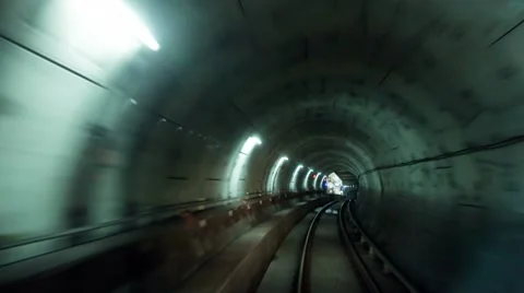 Time lapse of the canada line skytrain going through tunnels Stock Footage 8655363